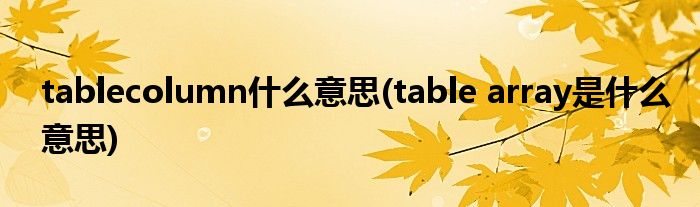 tablecolumn什么意思(table array是什么意思)