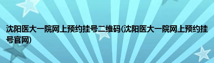沈阳医大一院网上预约挂号二维码(沈阳医大一院网上预约挂号官网)