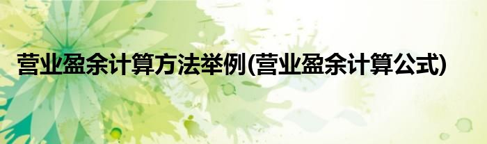 营业盈余计算方法举例(营业盈余计算公式)