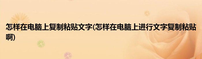 怎样在电脑上复制粘贴文字(怎样在电脑上进行文字复制粘贴啊)