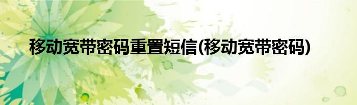 移动宽带密码重置短信(移动宽带密码)