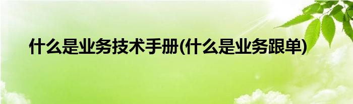什么是业务技术手册(什么是业务跟单)