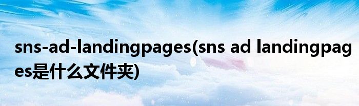 sns-ad-landingpages(sns ad landingpages是什么文件夹)