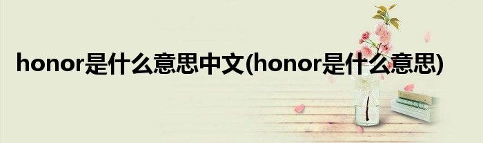 honor是什么意思中文(honor是什么意思)