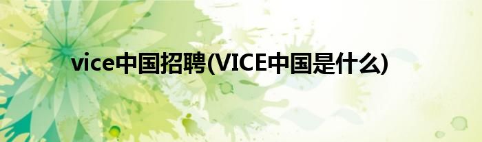 vice中国招聘(VICE中国是什么)