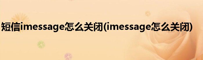 短信imessage怎么关闭(imessage怎么关闭)