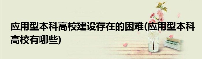 应用型本科高校建设存在的困难(应用型本科高校有哪些)