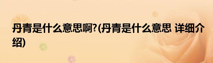 丹青是什么意思啊?(丹青是什么意思 详细介绍)