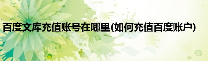 百度文库充值账号在哪里(如何充值百度账户)