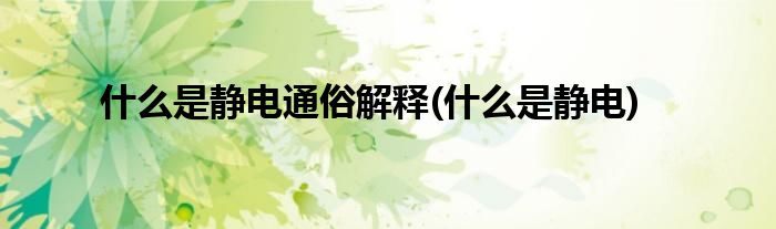 什么是静电通俗解释(什么是静电)