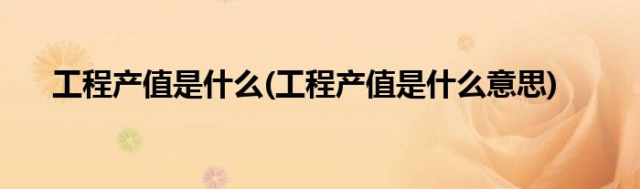 工程产值是什么(工程产值是什么意思)