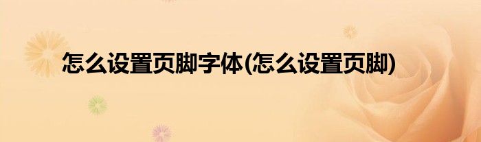怎么设置页脚字体(怎么设置页脚)