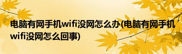 电脑有网手机wifi没网怎么办(电脑有网手机wifi没网怎么回事)