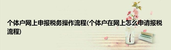 个体户网上申报税务操作流程(个体户在网上怎么申请报税 流程)