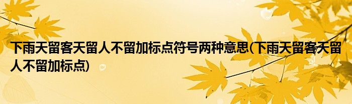 下雨天留客天留人不留加标点符号两种意思(下雨天留客天留人不留加标点)