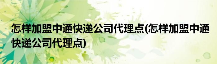怎样加盟中通快递公司代理点(怎样加盟中通快递公司代理点)