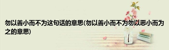 勿以善小而不为这句话的意思(勿以善小而不为勿以恶小而为之的意思)