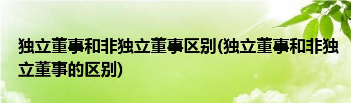 独立董事和非独立董事区别(独立董事和非独立董事的区别)