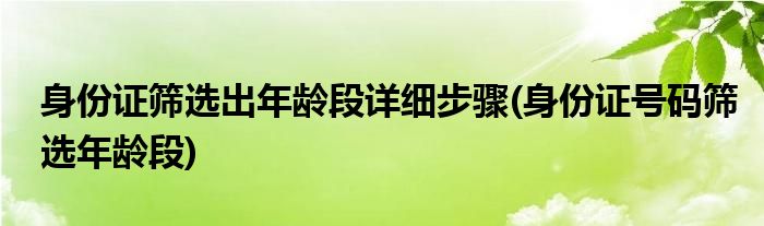 身份证筛选出年龄段详细步骤(身份证号码筛选年龄段)