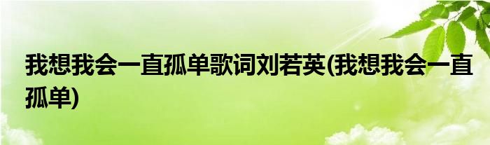 我想我会一直孤单歌词刘若英(我想我会一直孤单)