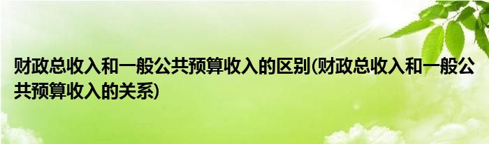 财政总收入和一般公共预算收入的区别(财政总收入和一般公共预算收入的关系)