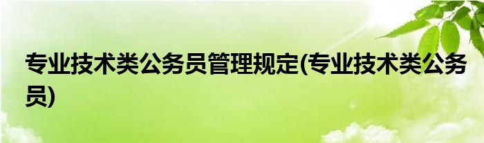 专业技术类公务员管理规定(专业技术类公务员)