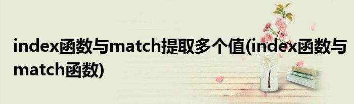 index函数与match提取多个值(index函数与match函数)