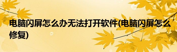 电脑闪屏怎么办无法打开软件(电脑闪屏怎么修复)