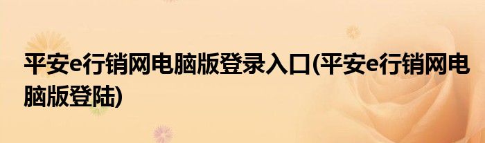 平安e行销网电脑版登录入口(平安e行销网电脑版登陆)