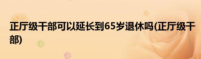 正厅级干部可以延长到65岁退休吗(正厅级干部)