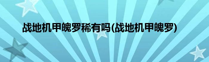 战地机甲魄罗稀有吗(战地机甲魄罗)