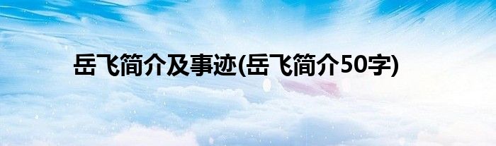 岳飞简介及事迹(岳飞简介50字)