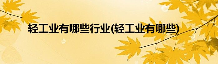 轻工业有哪些行业(轻工业有哪些)