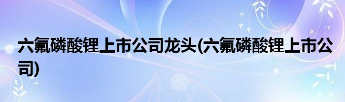 六氟磷酸锂上市公司龙头(六氟磷酸锂上市公司)