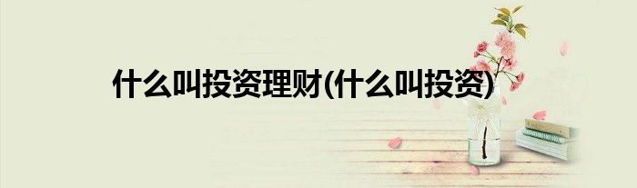 什么叫投资理财(什么叫投资)