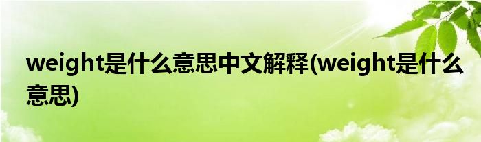 weight是什么意思中文解释(weight是什么意思)