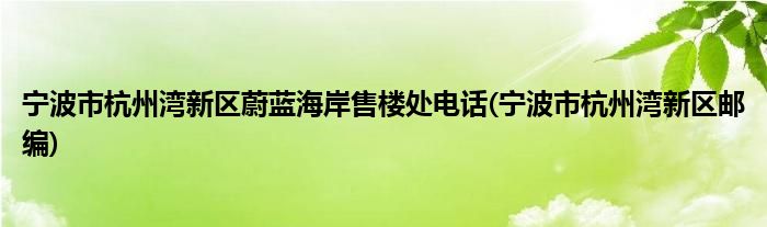 宁波市杭州湾新区蔚蓝海岸售楼处电话(宁波市杭州湾新区邮编)