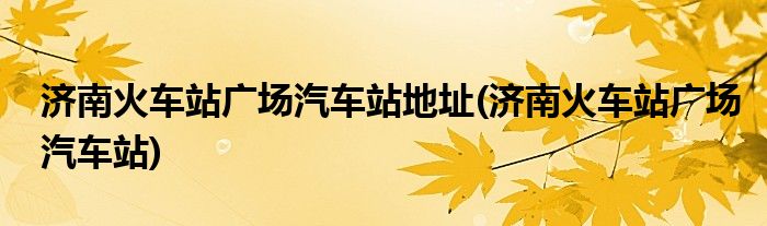 济南火车站广场汽车站地址(济南火车站广场汽车站)