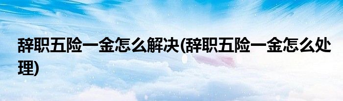 辞职五险一金怎么解决(辞职五险一金怎么处理)