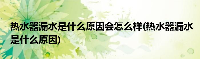 热水器漏水是什么原因会怎么样(热水器漏水是什么原因)