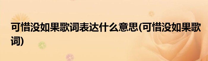 可惜没如果歌词表达什么意思(可惜没如果歌词)