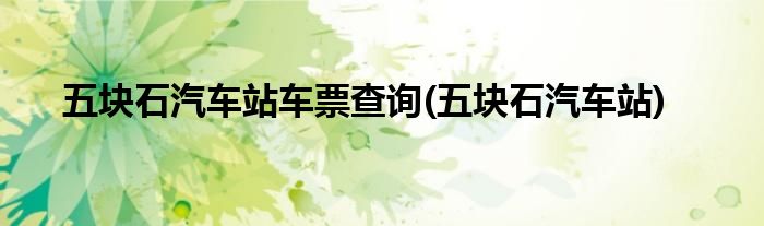 五块石汽车站车票查询(五块石汽车站)