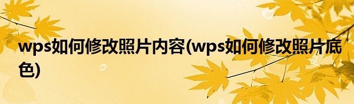 wps如何修改照片内容(wps如何修改照片底色)