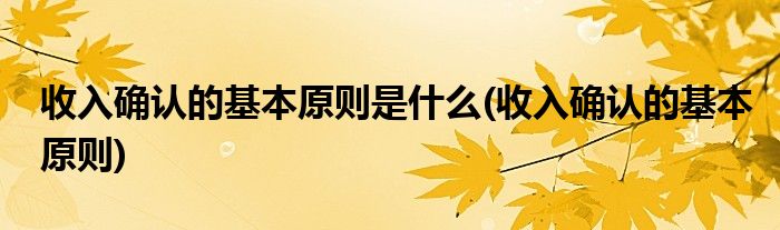 收入确认的基本原则是什么(收入确认的基本原则)