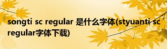 songti sc regular 是什么字体(styuanti sc regular字体下载)