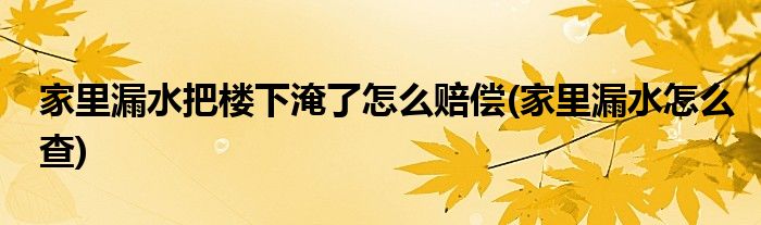 家里漏水把楼下淹了怎么赔偿(家里漏水怎么查)