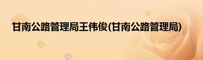 甘南公路管理局王伟俊(甘南公路管理局)