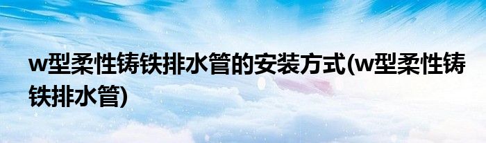 w型柔性铸铁排水管的安装方式(w型柔性铸铁排水管)