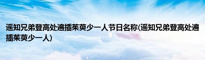 遥知兄弟登高处遍插茱萸少一人节日名称(遥知兄弟登高处遍插茱萸少一人)