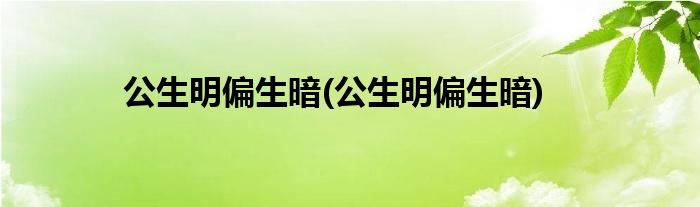 公生明偏生暗(公生明偏生暗)